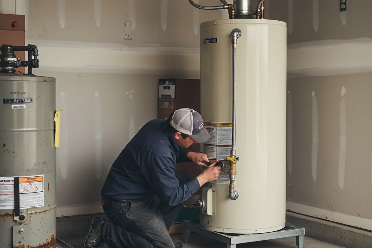 Water heater and shutoff valve replacement in Marston